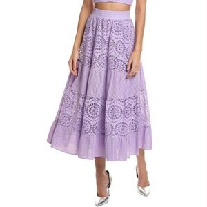 Alice + Olivia Melony Eyelet Skirt In Purple